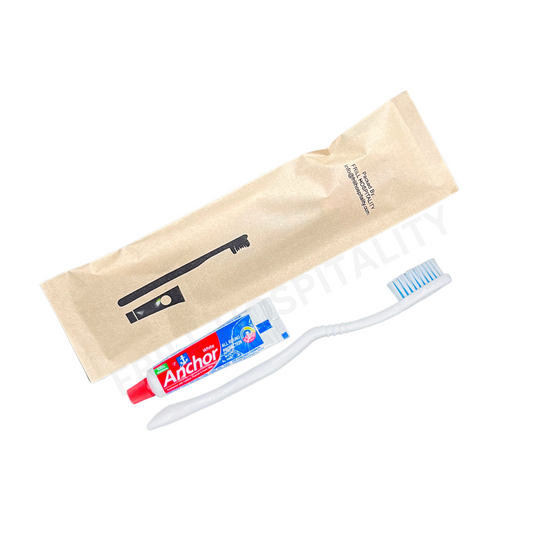 Hotel Dental kit (white toothbrush and Anchor 8g) (Kraft pouch packing - 100pc/case)